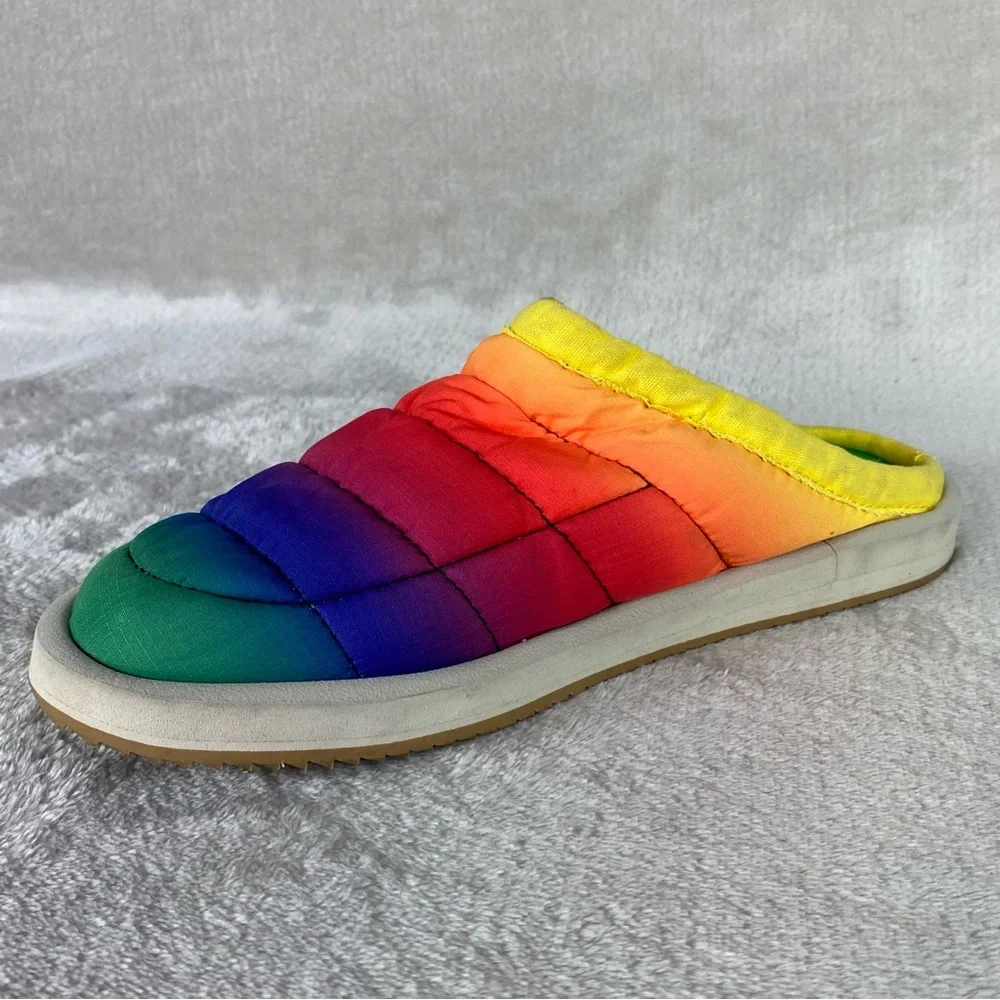 Sanuk‎ Shoes Girls Kids Size 4 Rainbow Tie Dye Quilted Slip On Comfort Slippers